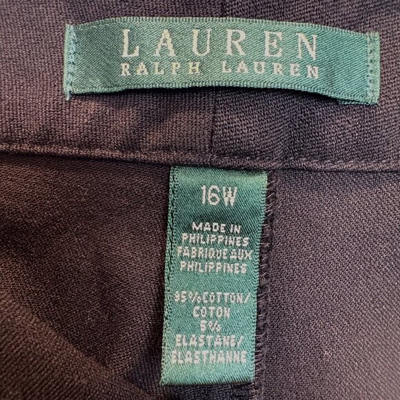 LRL Lauren Ralph Lauren Womens Black Stretch Straight  Pants Size 16W - Picture 2 of 6